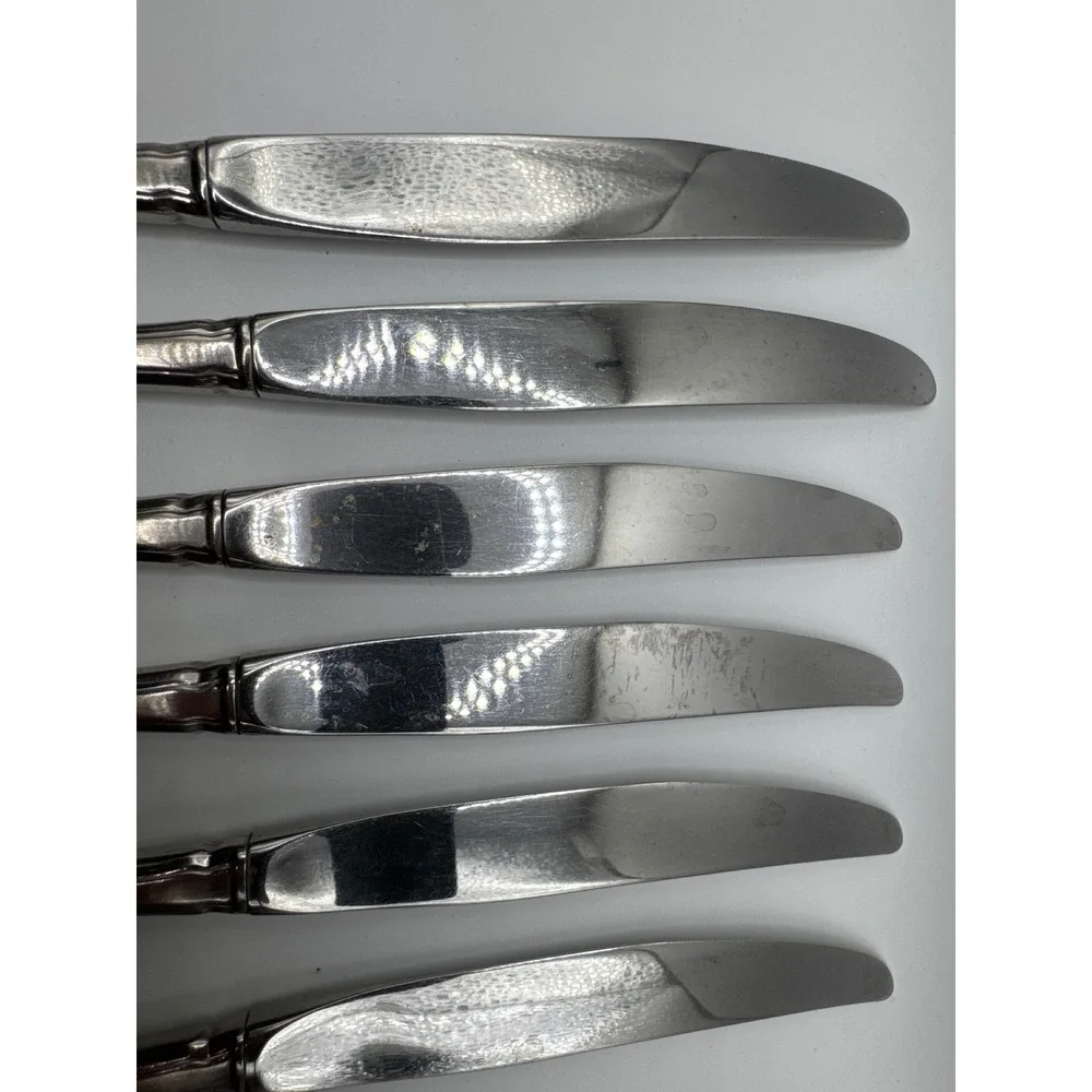Oneida Royal Chippendale Stainless Steel Dinner Knives Set of 6 Glossy USA 9.25